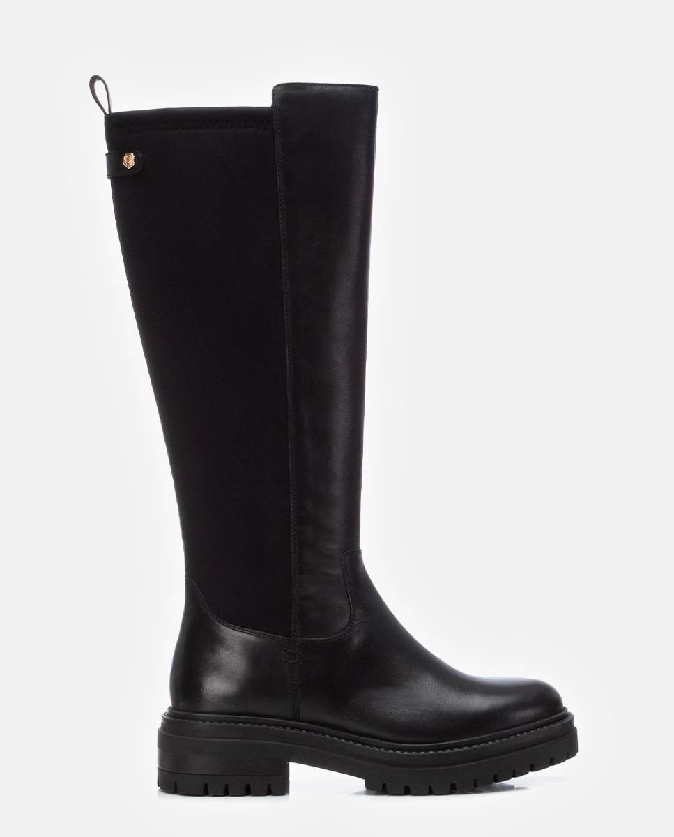 Bota de mujer con cremallera de piel - Carmela - Negro Negro-1
