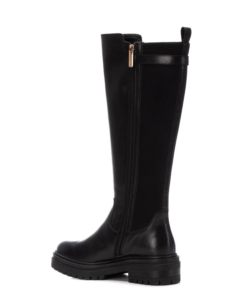 Bota de mujer con cremallera de piel - Carmela - Negro Negro-4