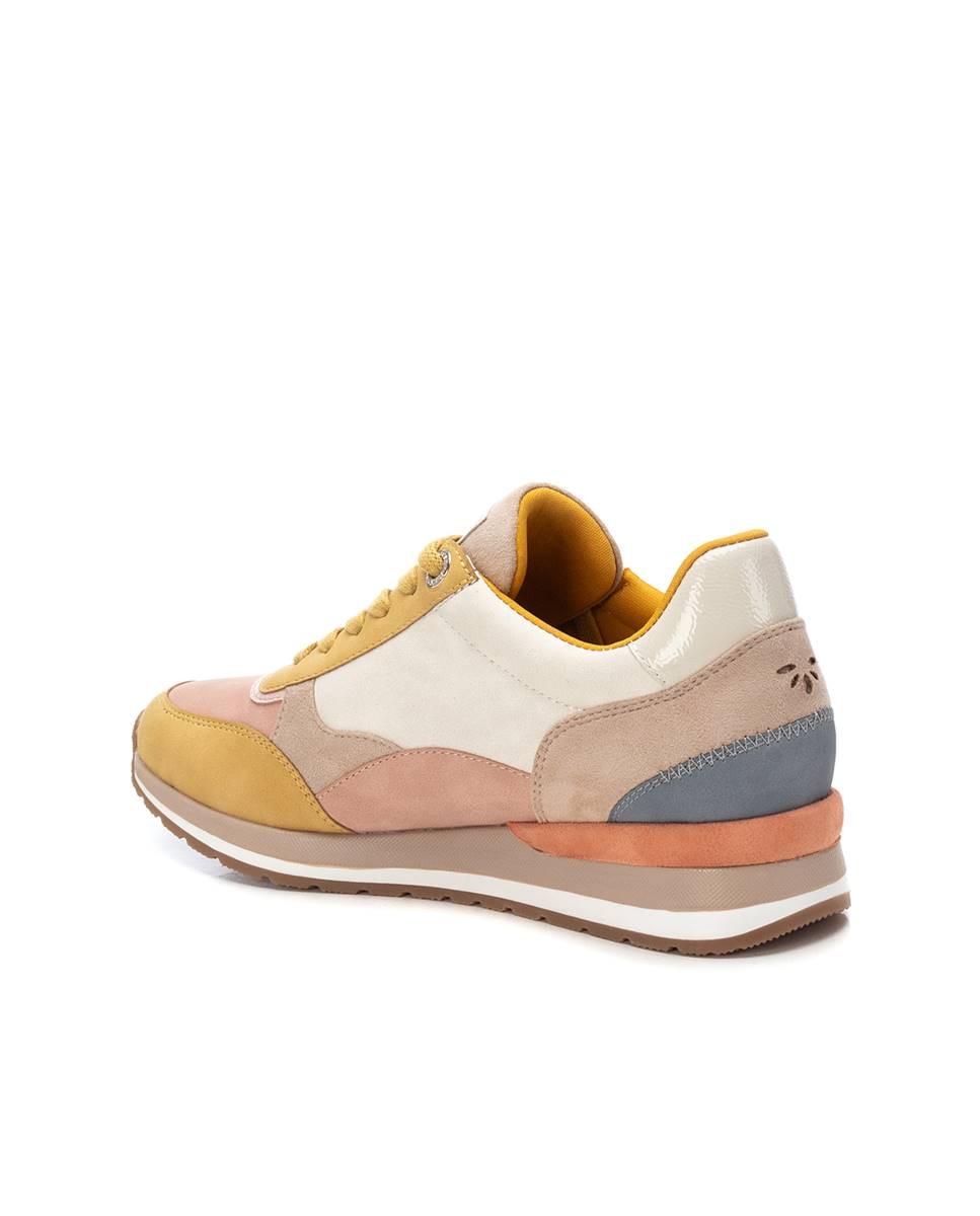 Zapatillas básicas de mujer con cordones y cremallera lateral - Beige Beige-4