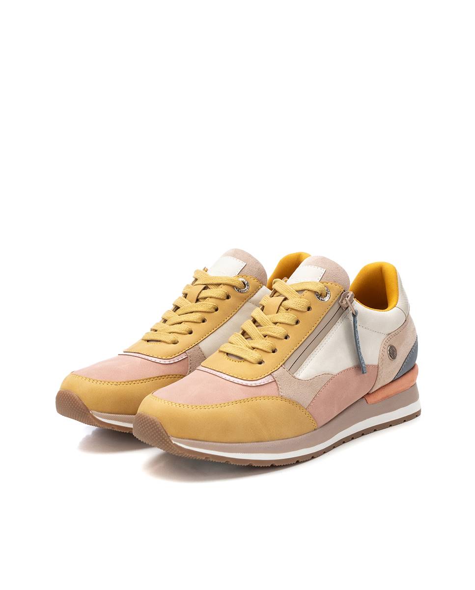 Zapatillas básicas de mujer con cordones y cremallera lateral - Beige Beige-5