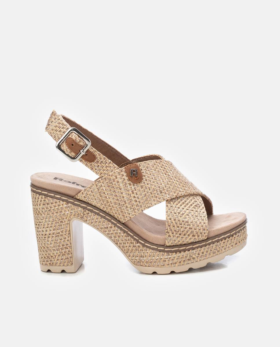 Sandalias de tacón de mujer con cierre de hebilla - Refresh - Beige Beige-1
