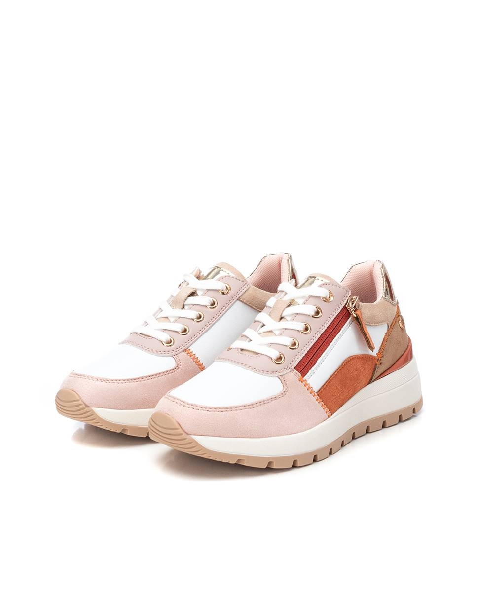 Zapatillas básicas de mujer con cordones y cremallera lateral - Nude Nude-5