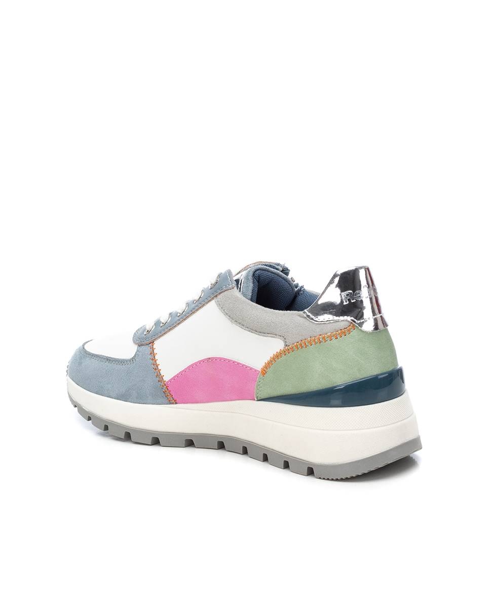 Zapatillas básicas de mujer con cordones y cremallera lateral - Azul Azul-4