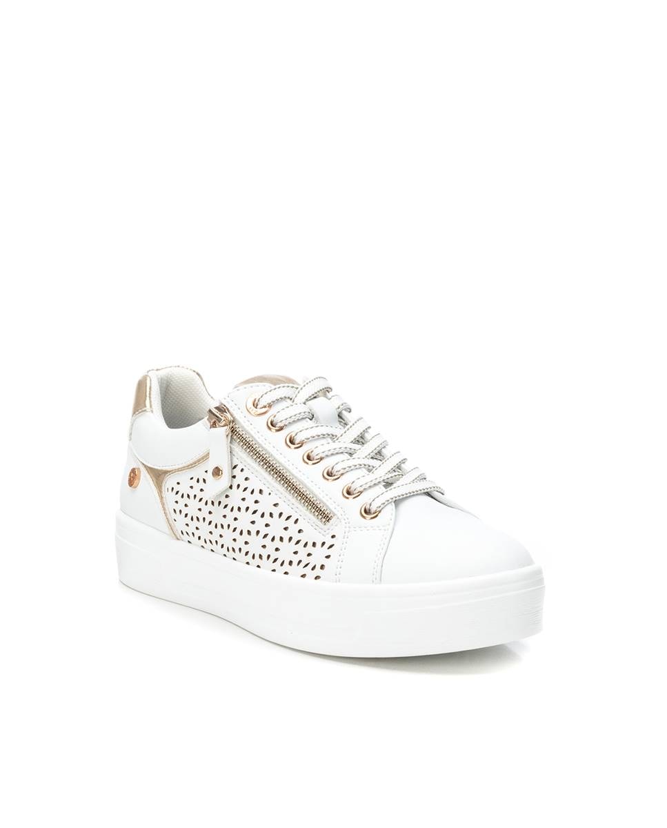 Zapatillas de mujer con cordones y cremallera lateral - Xti - Blanco Blanco-4