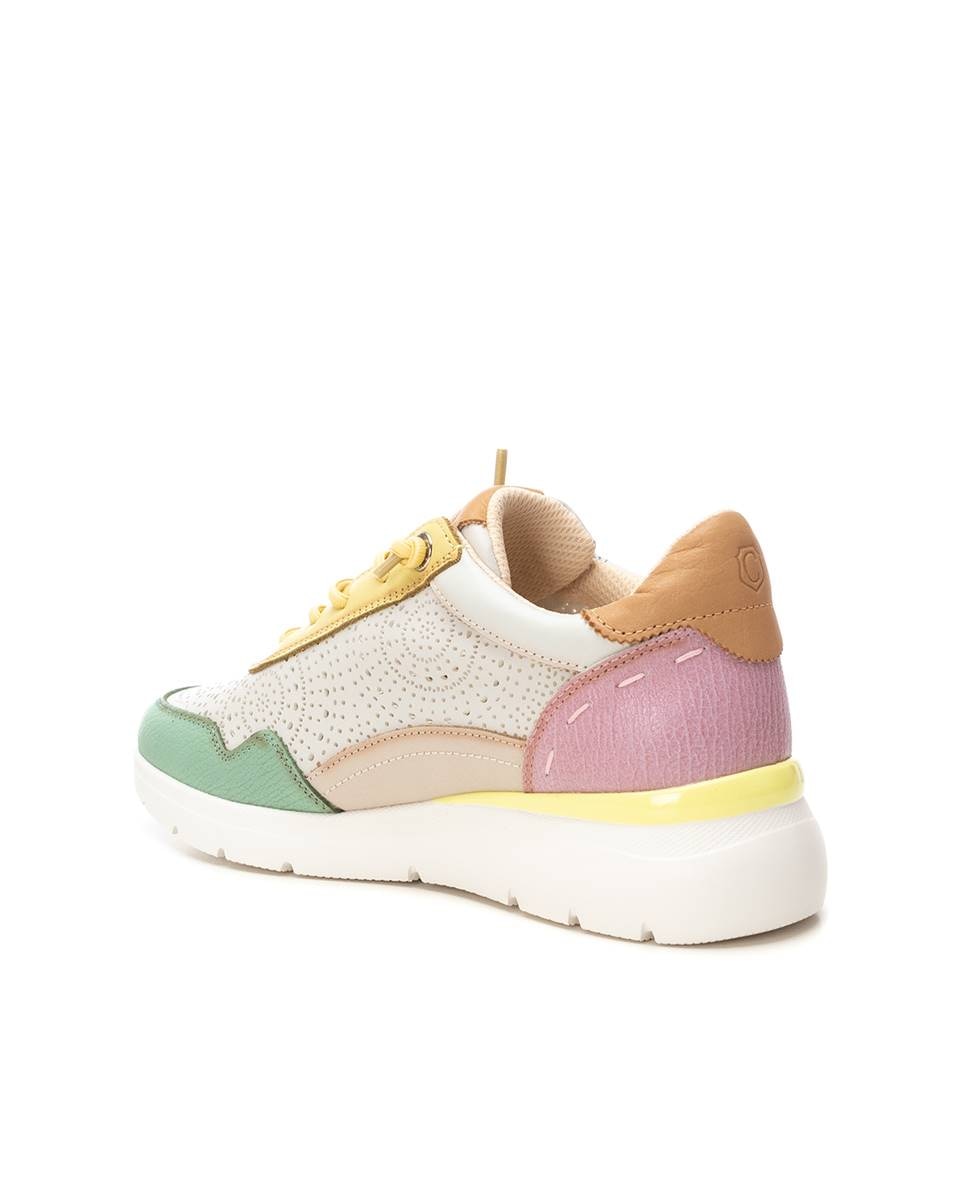 Zapatillas básicas de mujer de piel con cierre de cremallera - Verde Verde-2