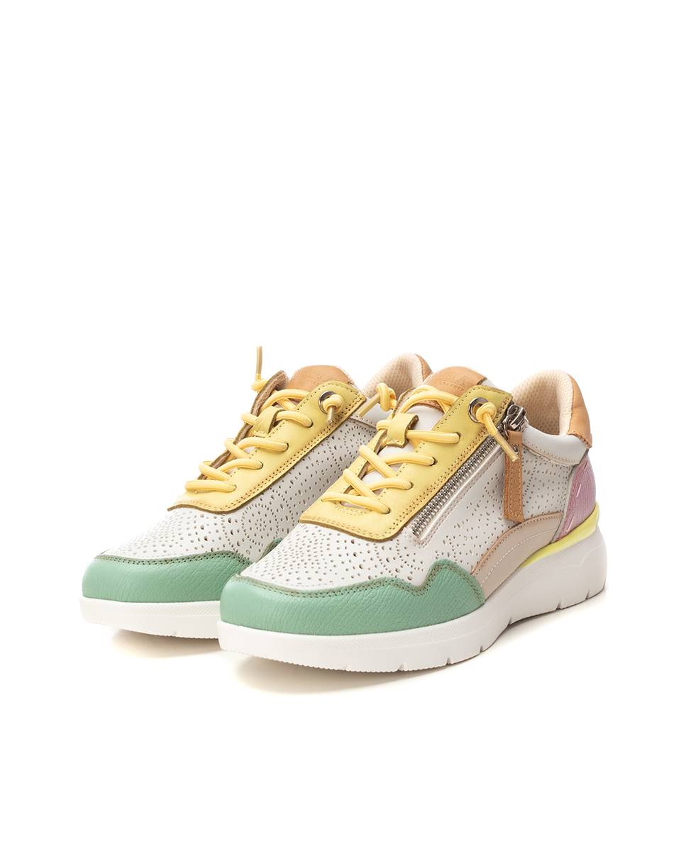 Zapatillas básicas de mujer de piel con cierre de cremallera - Verde Verde-4