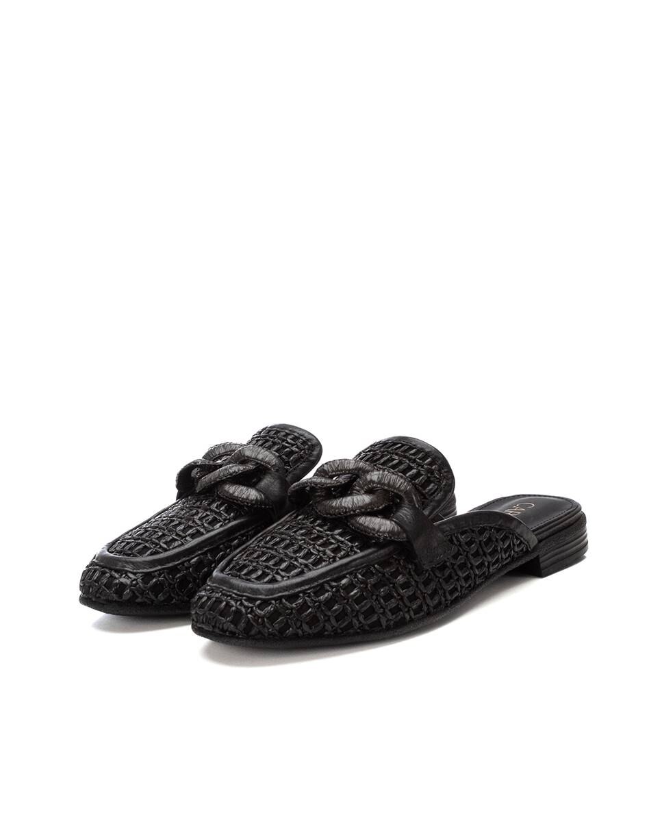 Zuecos planos de mujer de rejilla - Carmela - Negro Negro-5