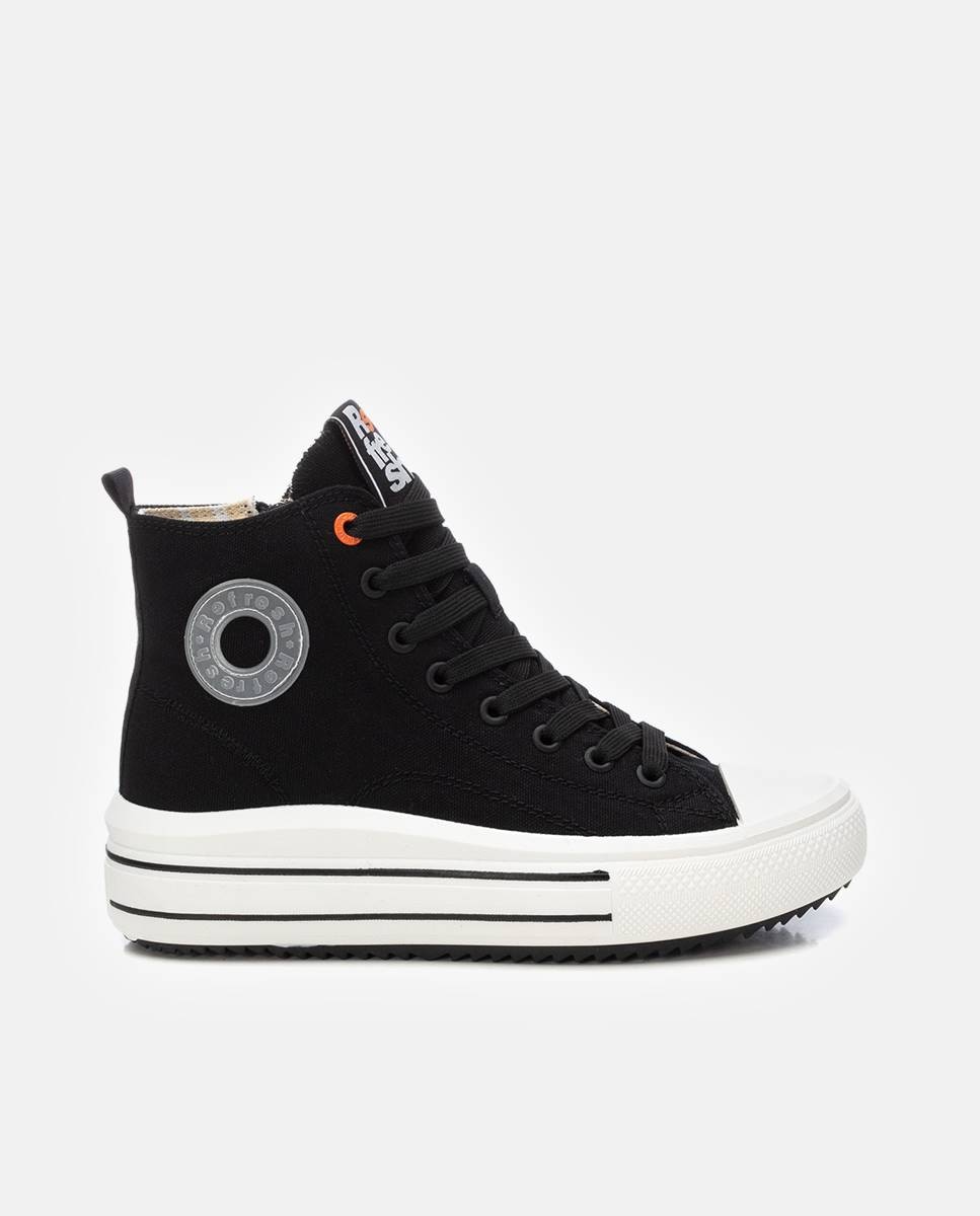 Zapatillas básicas de mujer con cordones y cremallera lateral - Negro Negro-1