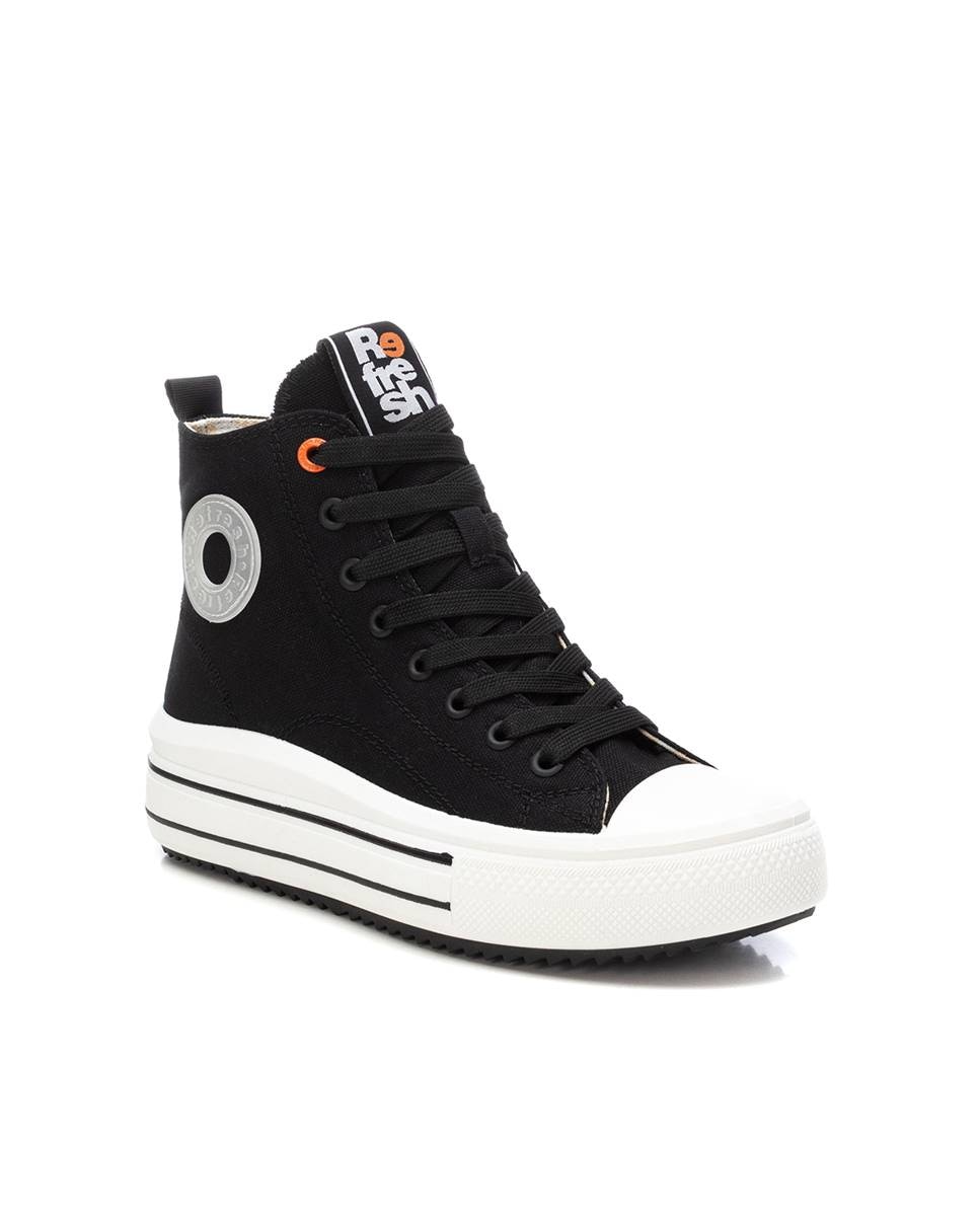 Zapatillas básicas de mujer con cordones y cremallera lateral - Negro Negro-3