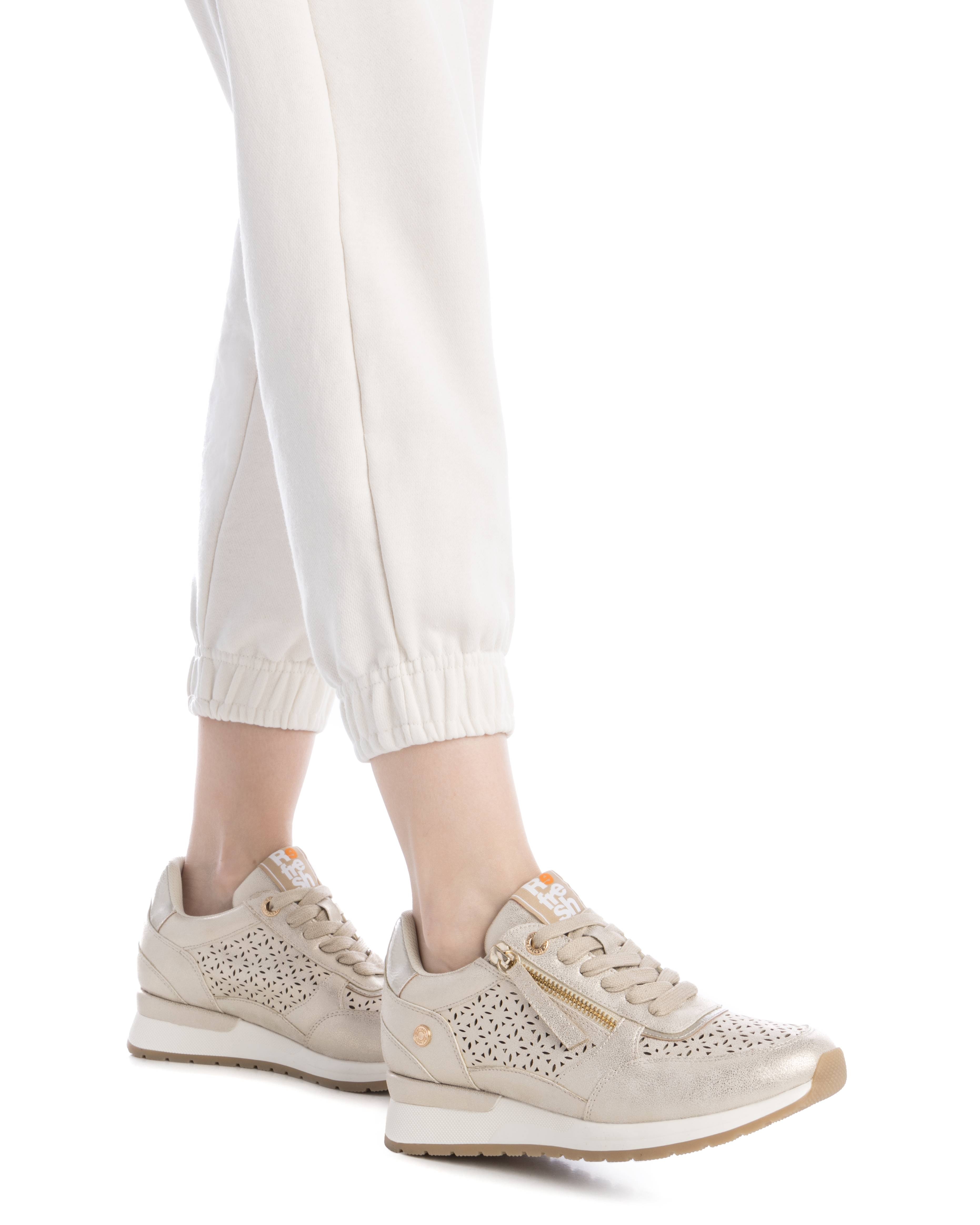 Zapatillas deportivas de mujer con cremallera - Refresh - Oro Oro-2