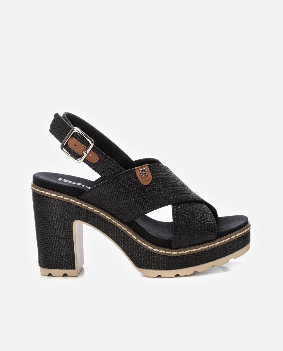 Sandalias de tacón de mujer con cierre de hebilla - Refresh - Negro Negro-1
