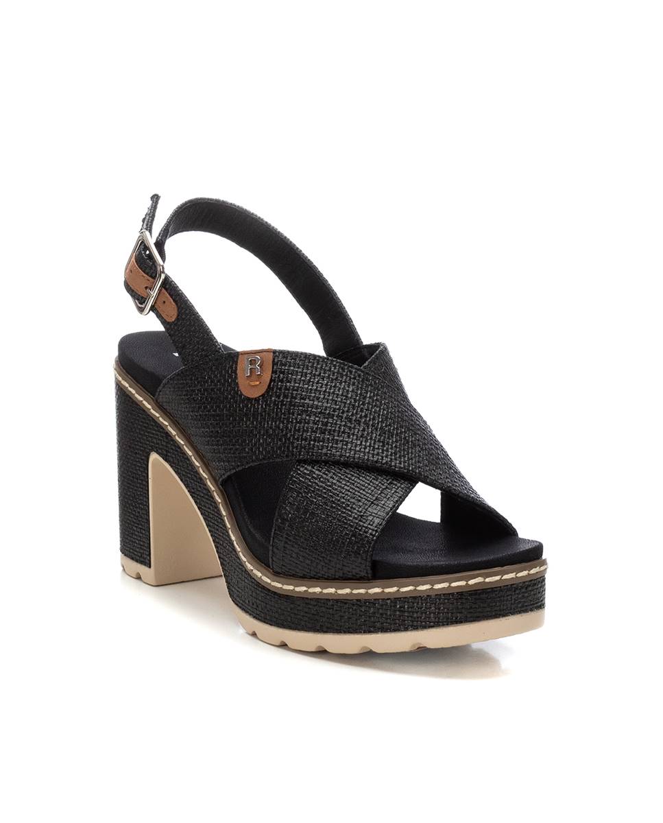 Sandalias de tacón de mujer con cierre de hebilla - Refresh - Negro Negro-3