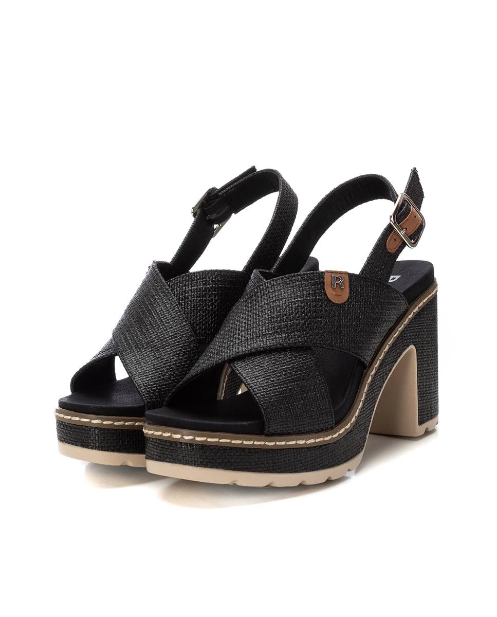 Sandalias de tacón de mujer con cierre de hebilla - Refresh - Negro Negro-5