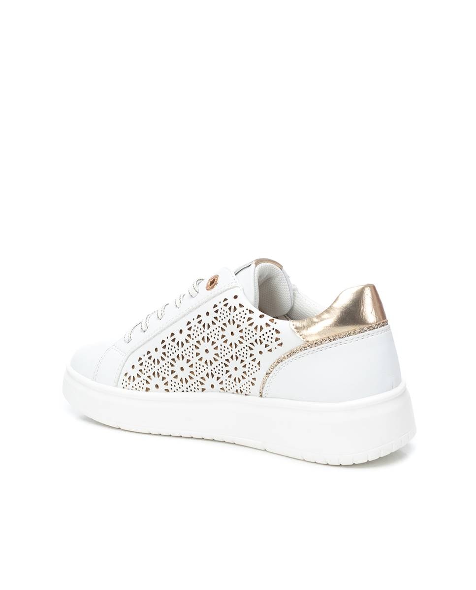 Zapatillas de mujer con cordones y cremallera lateral - Blanco Blanco-5