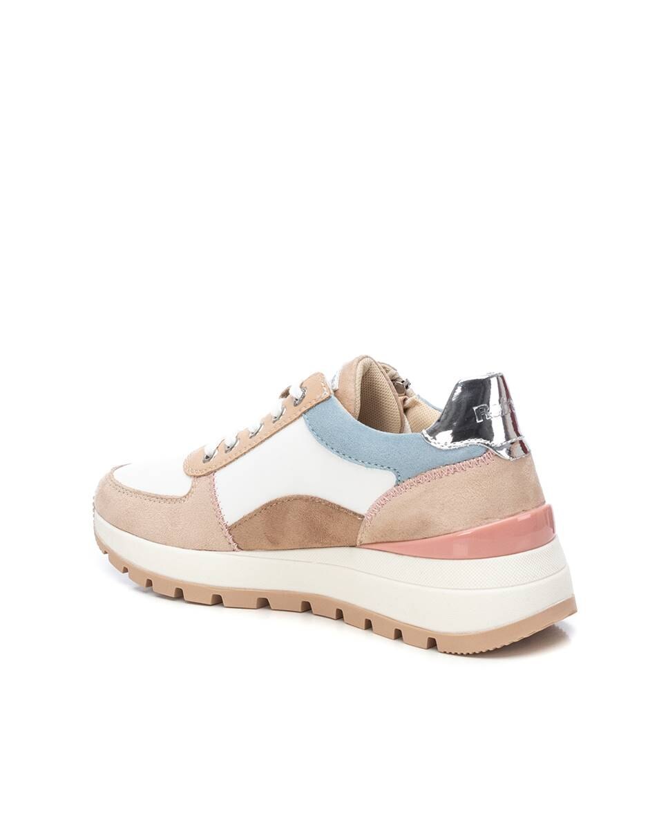 Zapatillas básicas de mujer con cordones y cremallera lateral - Beige Beige-4