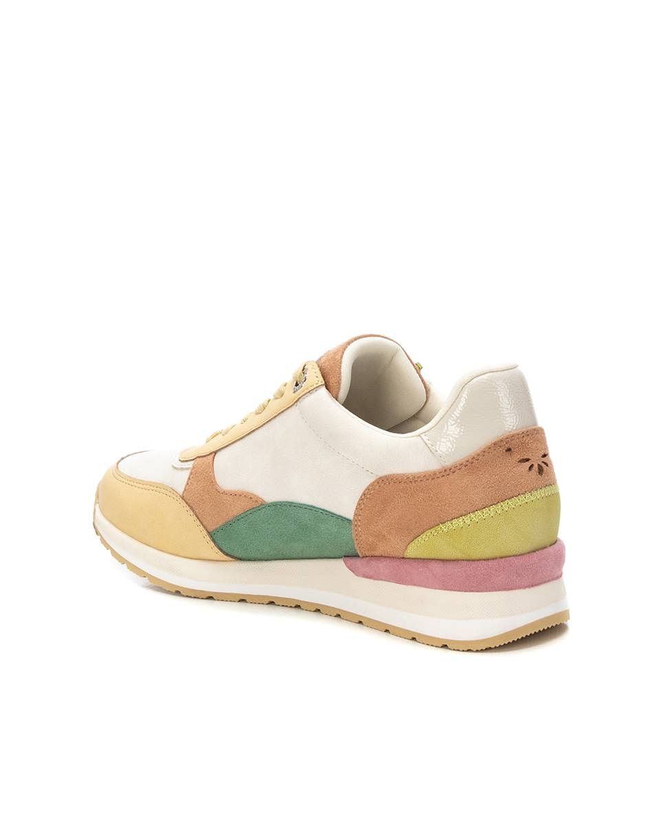 Zapatillas básicas de mujer con cordones y cremallera lateral - Amarillo Amarillo-4