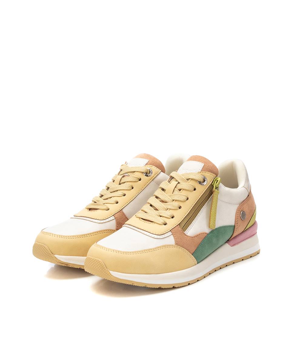 Zapatillas básicas de mujer con cordones y cremallera lateral - Amarillo Amarillo-5