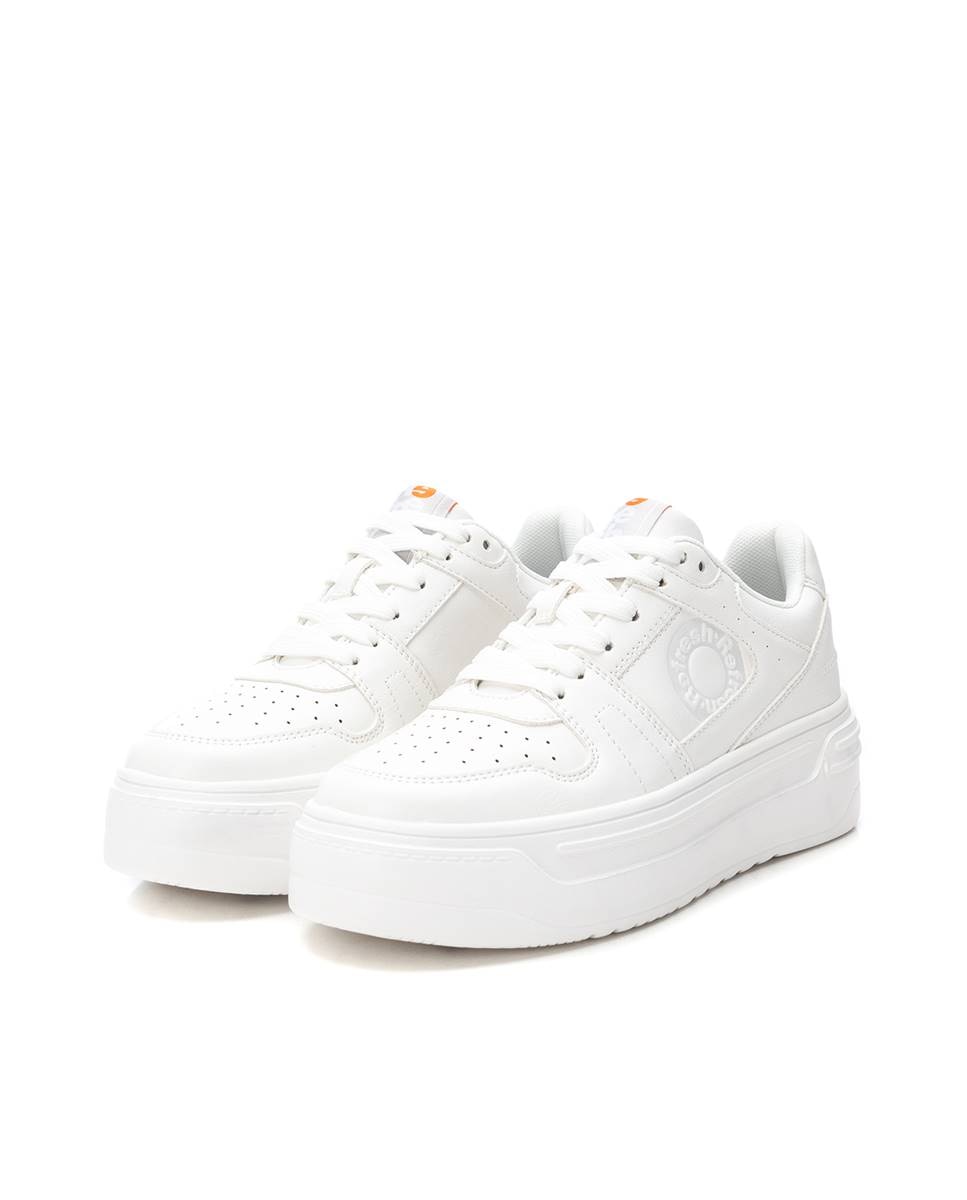 Zapatillas de lona de mujer con cordones - Refresh - Blanco Blanco-5