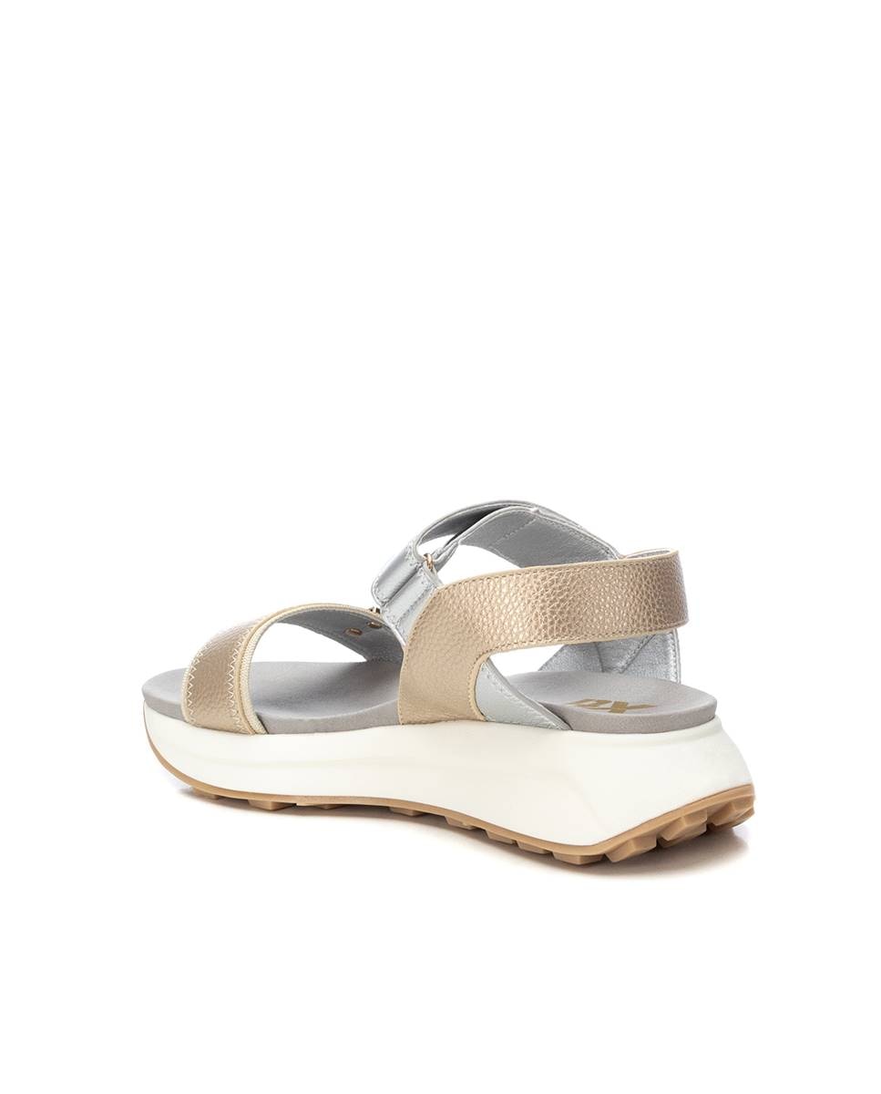 Sandalias planas de mujer con cierre ajustable - Xti - Beige / Blanco Beige / Blanco-4