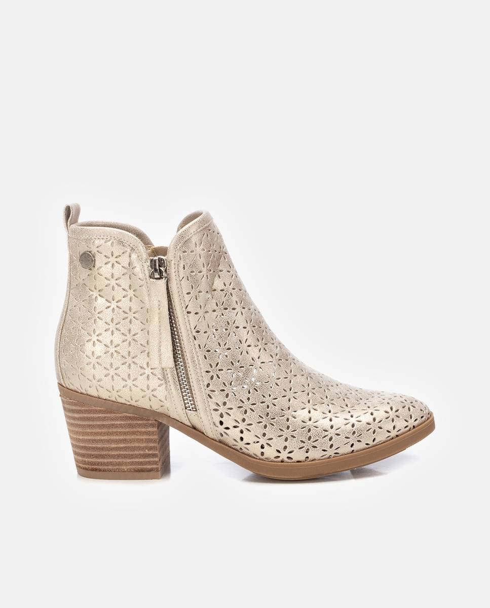 Botines de mujer con tacón y cremallera lateral - Refresh - Oro Oro-1