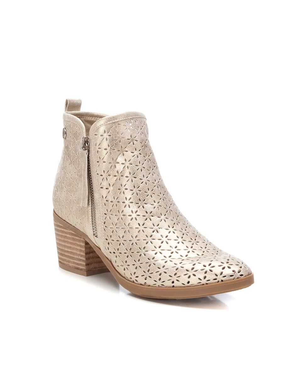 Botines de mujer con tacón y cremallera lateral - Refresh - Oro Oro-3