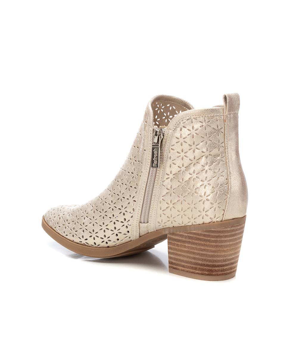 Botines de mujer con tacón y cremallera lateral - Refresh - Oro Oro-4