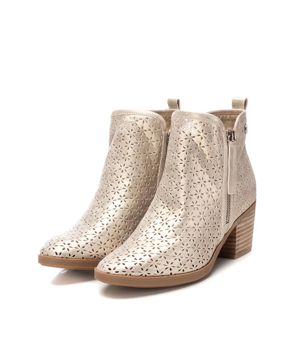 Botines de mujer con tacón y cremallera lateral - Refresh - Oro Oro-5