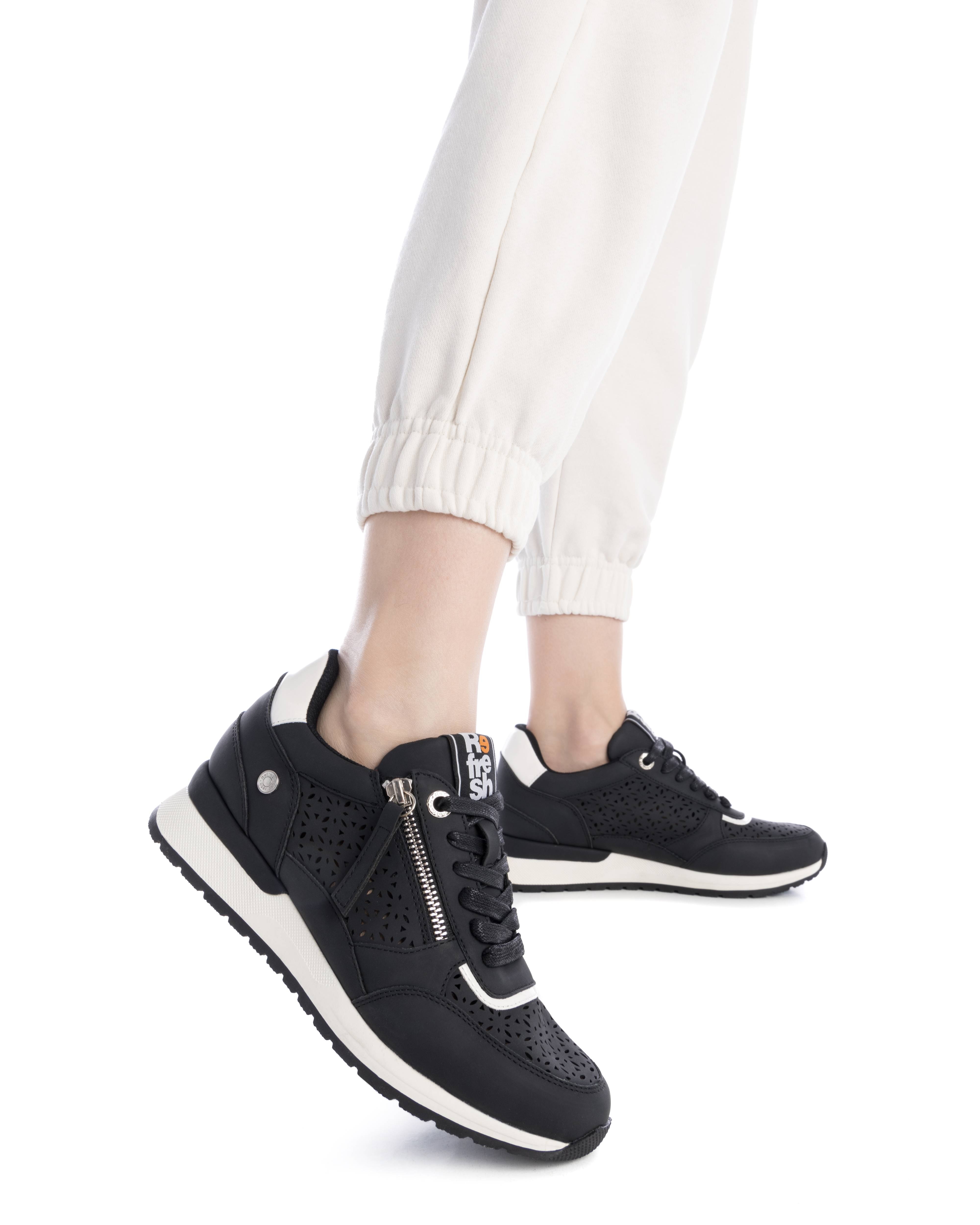 Zapatillas deportivas de mujer con cremallera - Refresh - Negro Negro-2