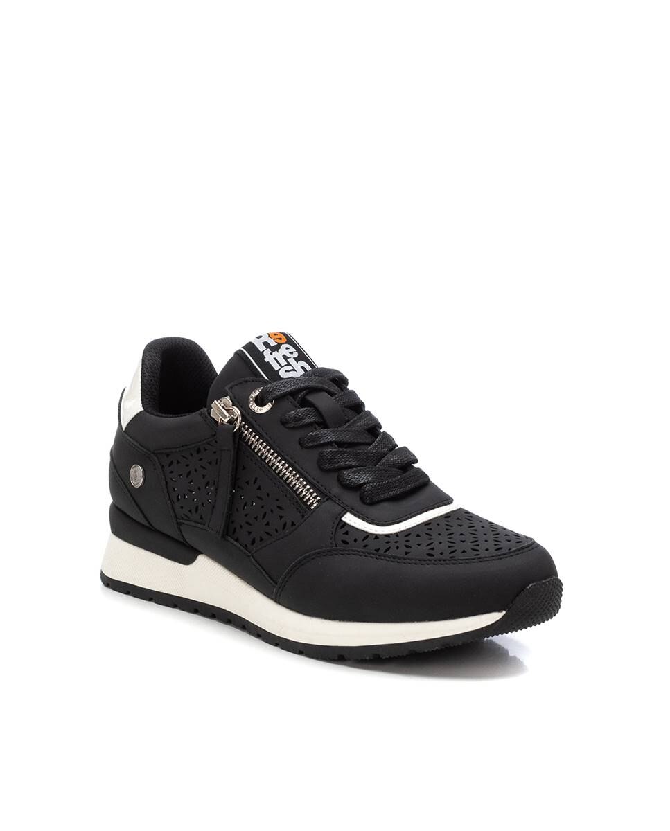 Zapatillas deportivas de mujer con cremallera - Refresh - Negro Negro-3
