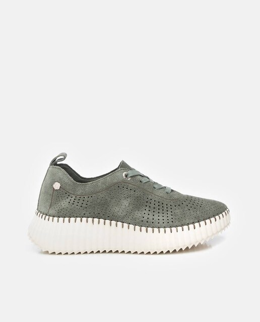 Imagen 0 de Zapatillas de piel de mujer con cordones