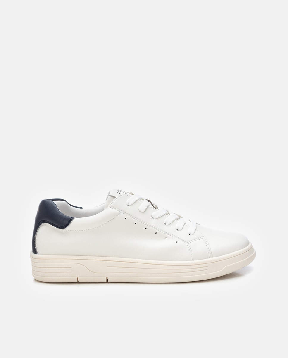 Imagen 0 de Zapatillas de piel de hombre con cordones Blanco / Azul