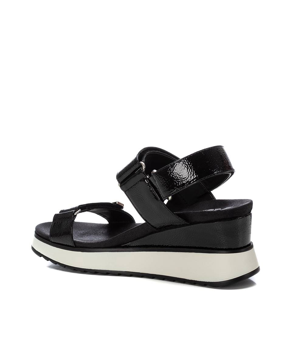 Imagen 4 de Sandalias de cuña de mujer con cierre ajustable - Blanco Negro