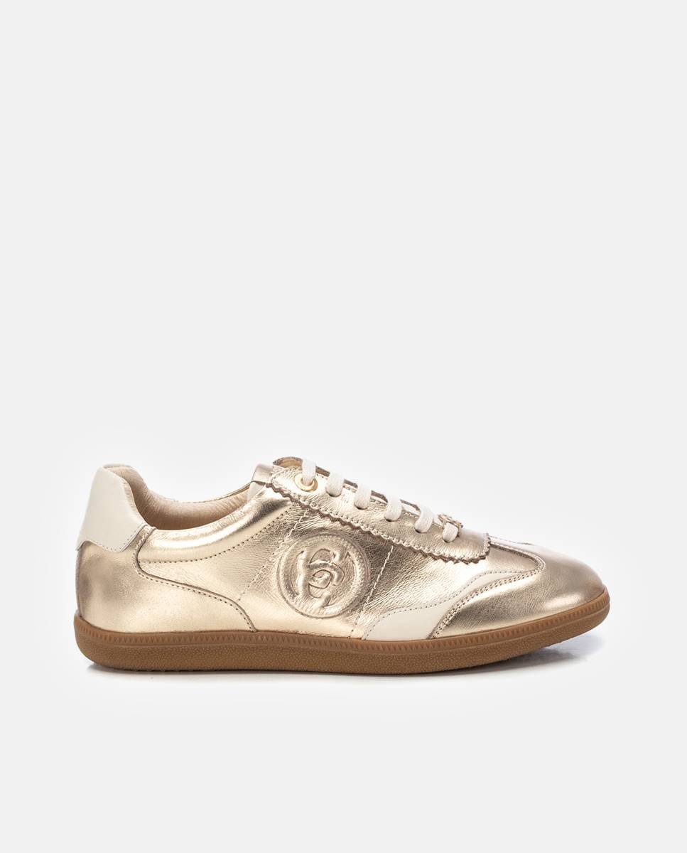 Imagen 1 de Zapatillas básicas de mujer de piel con cordones - Oro Oro