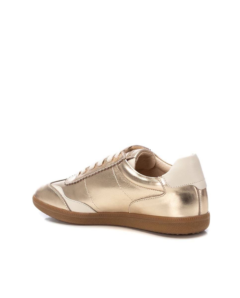 Imagen 4 de Zapatillas básicas de mujer de piel con cordones - Oro Oro