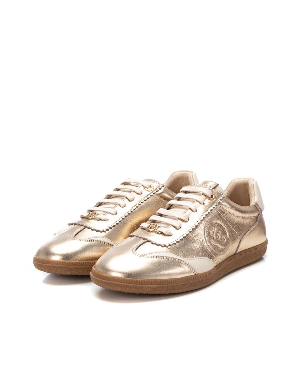 Imagen 5 de Zapatillas básicas de mujer de piel con cordones - Oro Oro