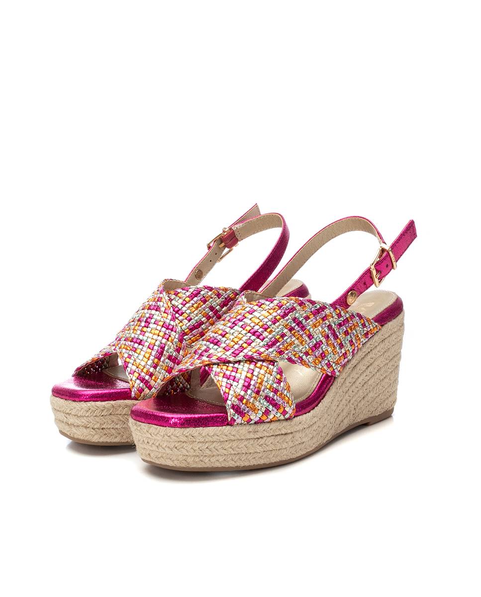 Sandalias de cuña de mujer con cierre de hebilla - Xti - Rosa Rosa-4
