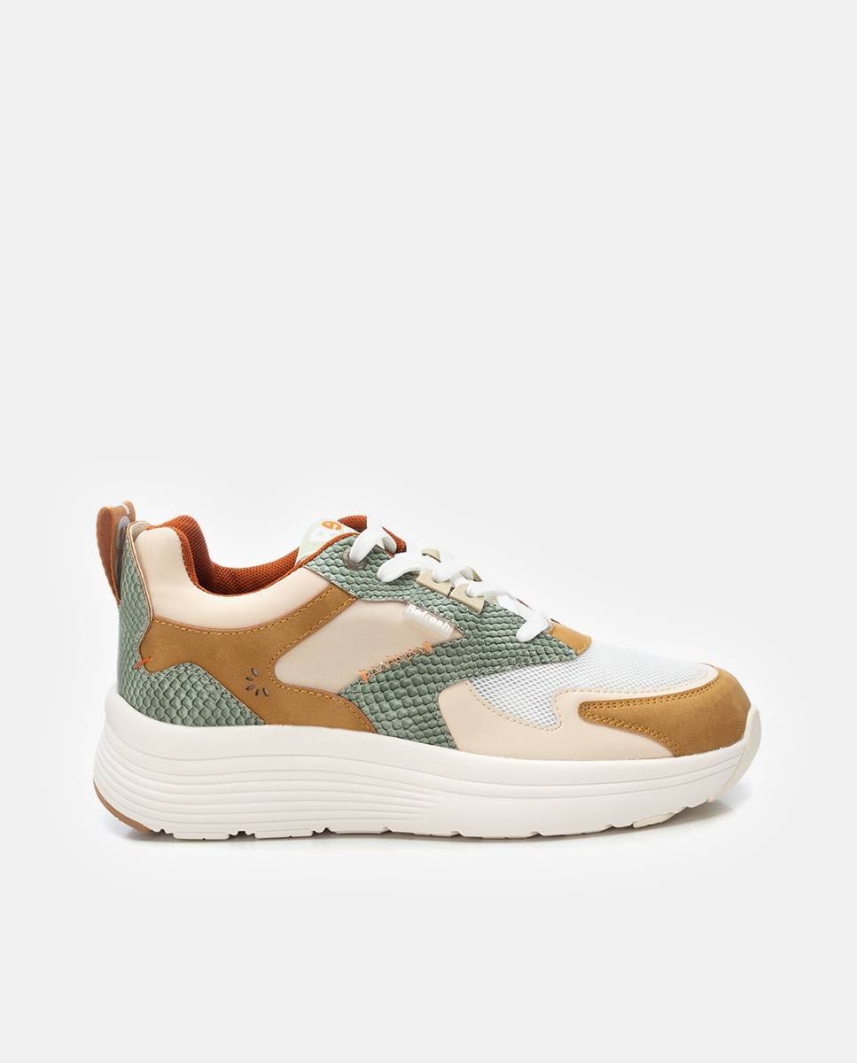 Zapatillas deportivas de mujer con cordones - Refresh - Beige Beige-1