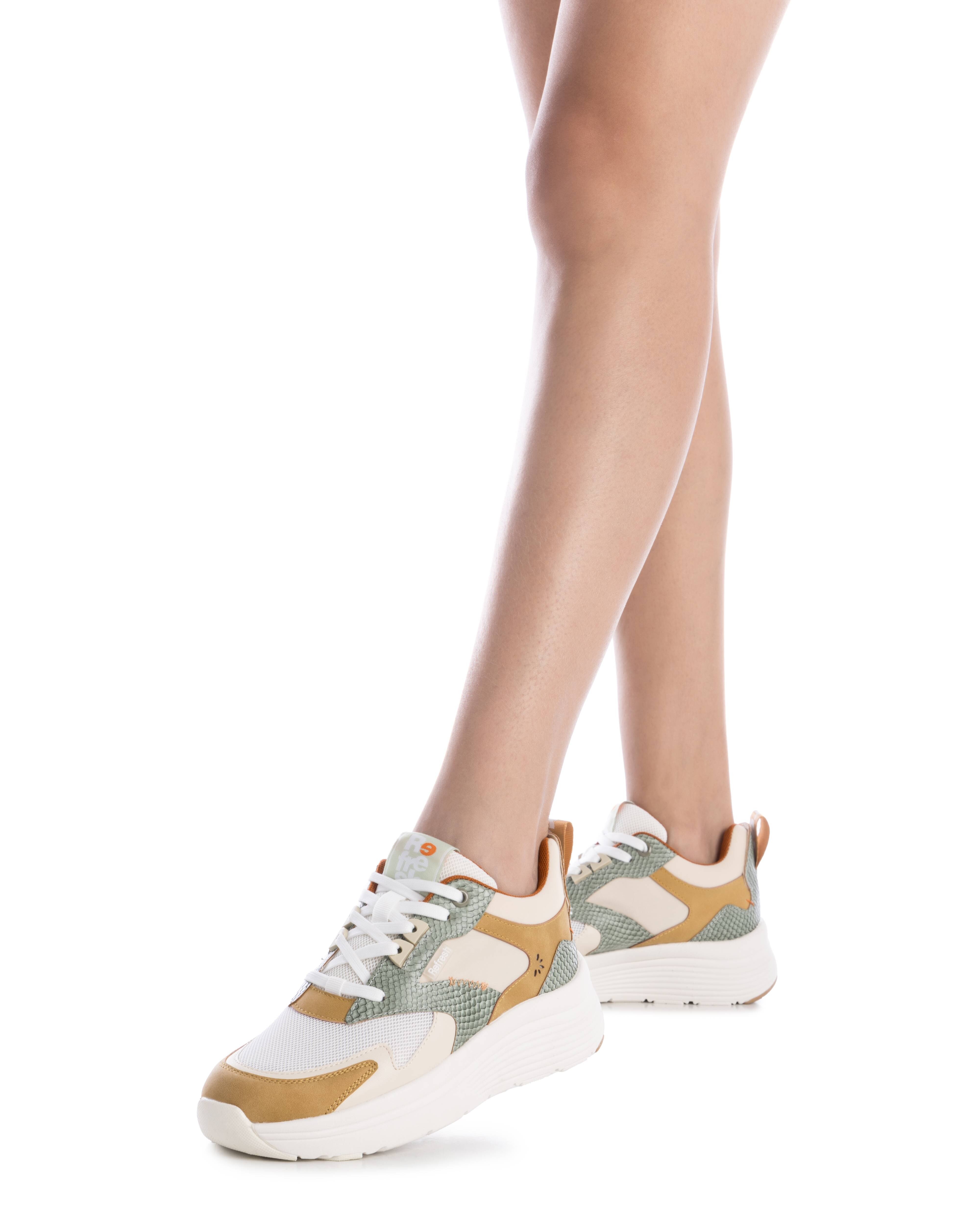 Zapatillas deportivas de mujer con cordones - Refresh - Beige Beige-2