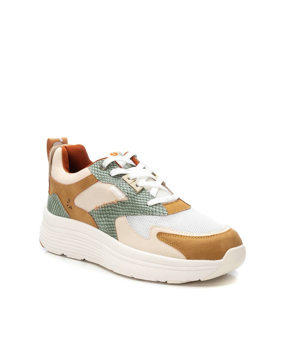 Zapatillas deportivas de mujer con cordones - Refresh - Beige Beige-3