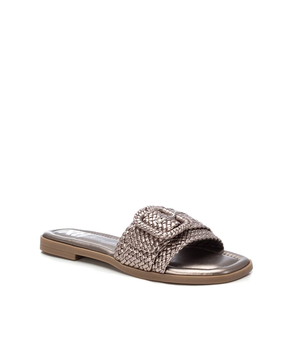 Sandali in pelle da donna caramel laminato
