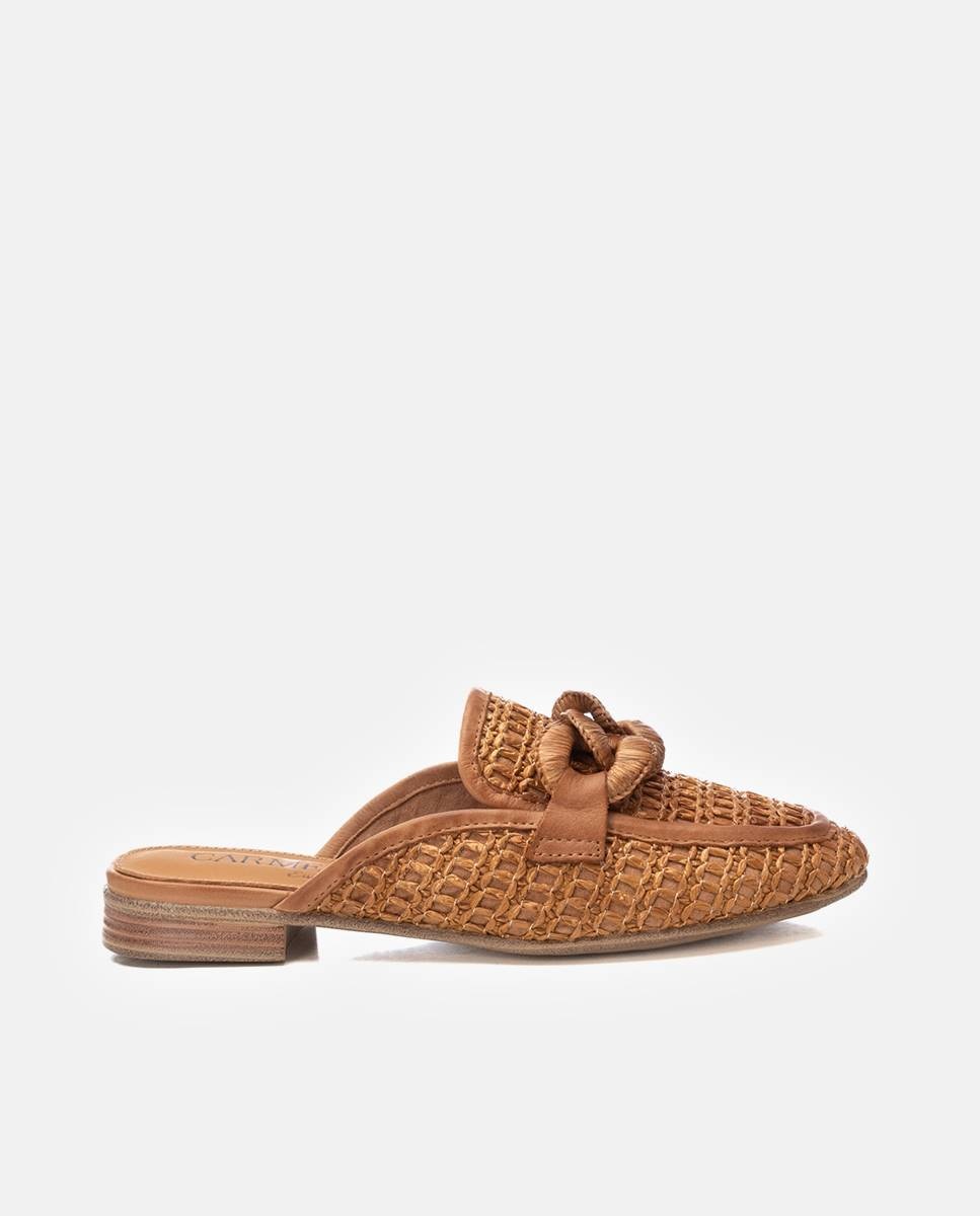Zuecos planos de mujer de rejilla - Carmela - Camel Camel-1