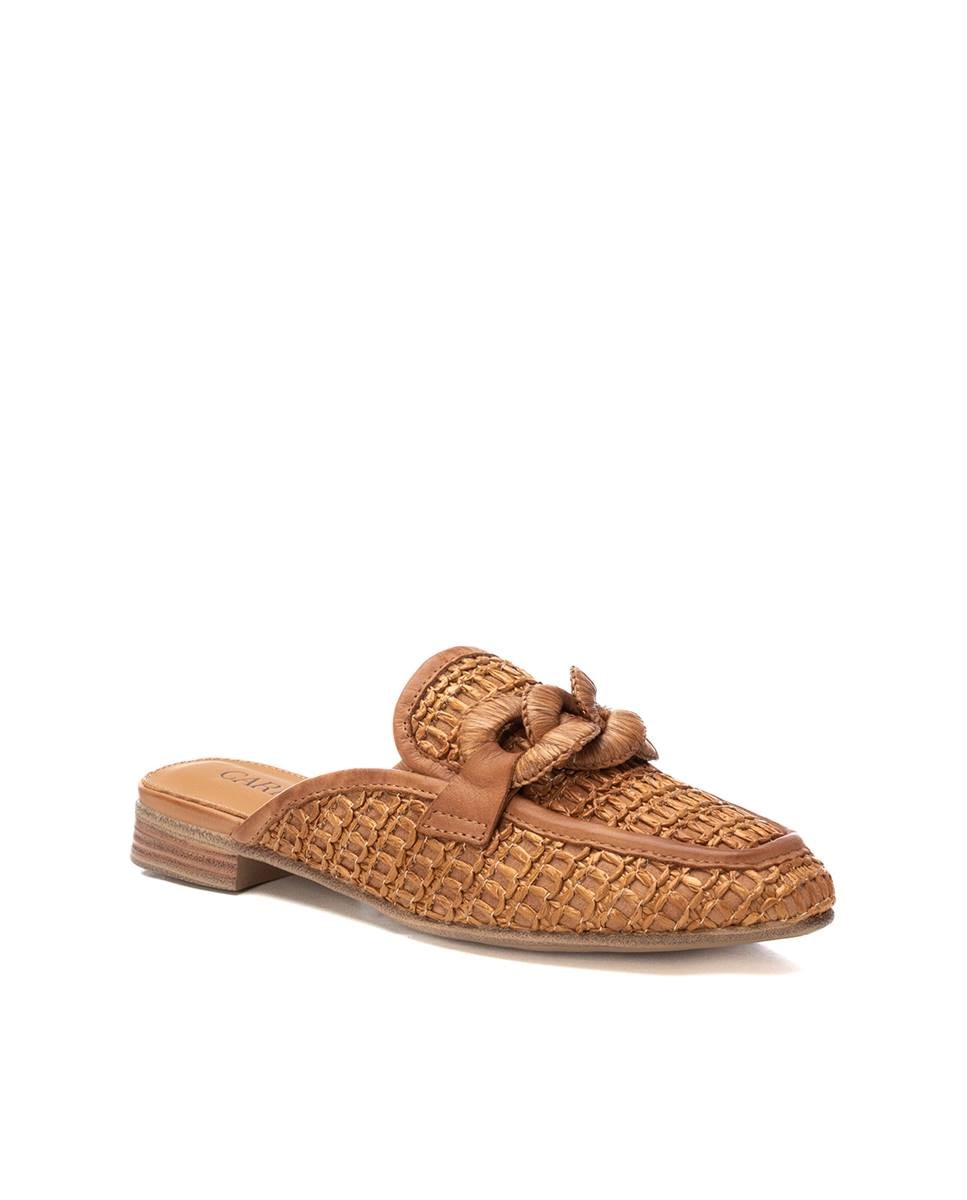 Zuecos planos de mujer de rejilla - Carmela - Camel Camel-3