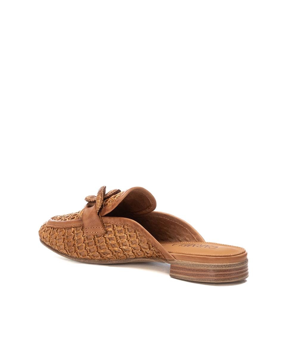 Zuecos planos de mujer de rejilla - Carmela - Camel Camel-4