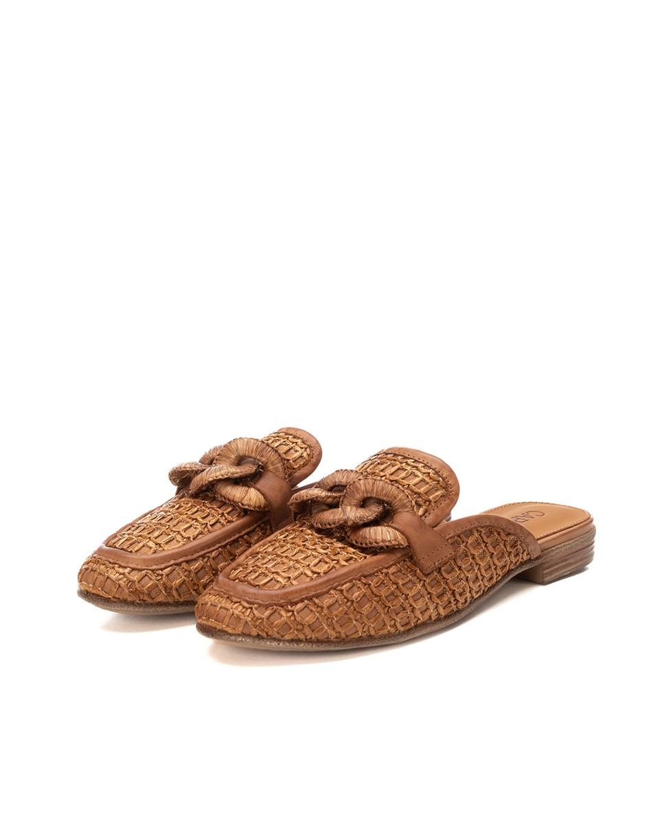 Zuecos planos de mujer de rejilla - Carmela - Camel Camel-5