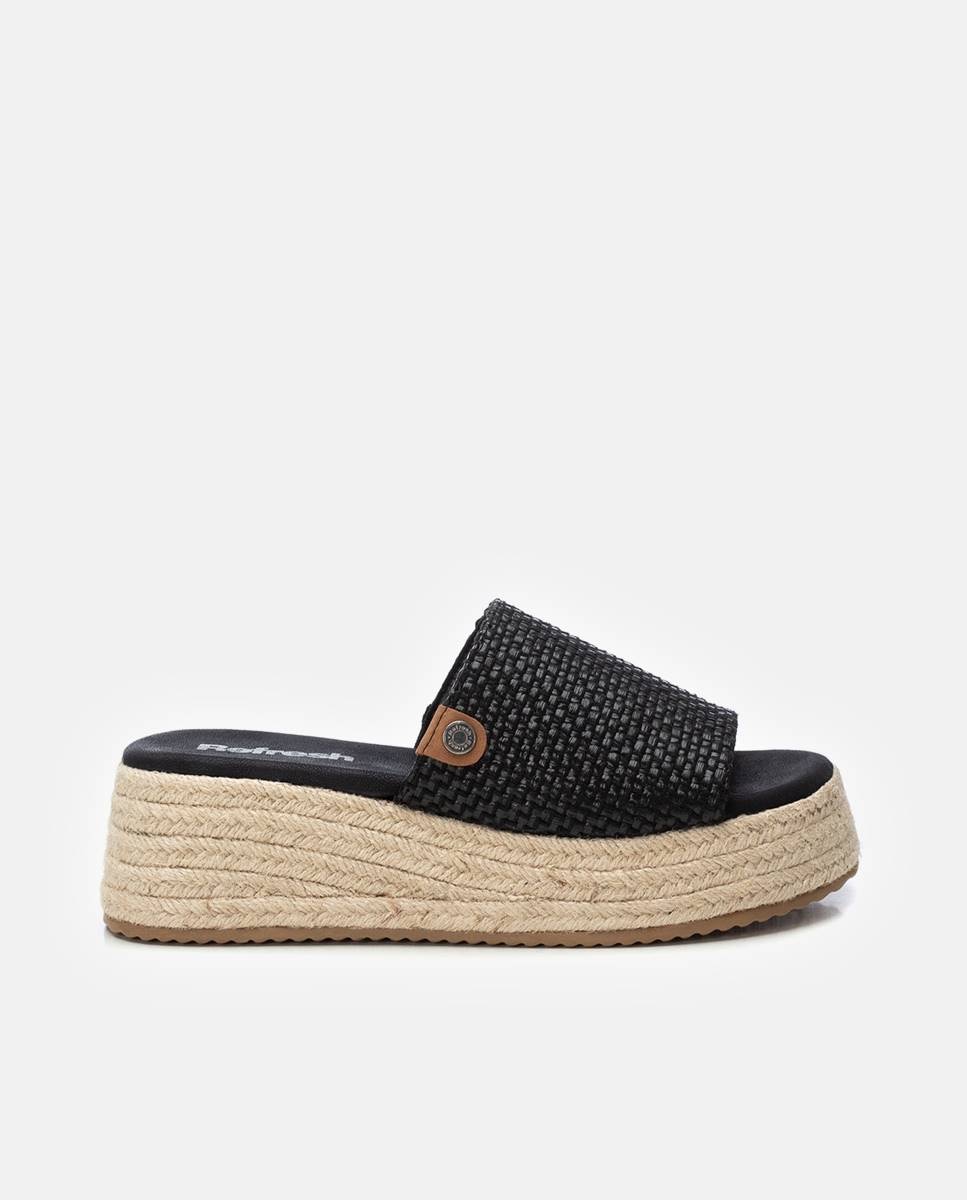 Refresh - Sandalias de cuña de mujer con pala ancha de yute.