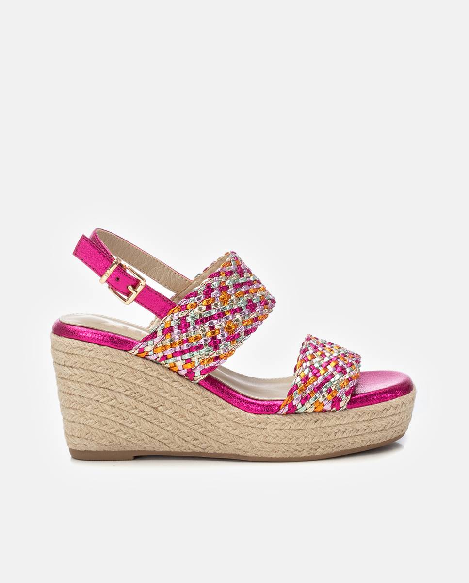 Imagen 0 de Sandalias de cuña de mujer con cierre de hebilla Fucsia