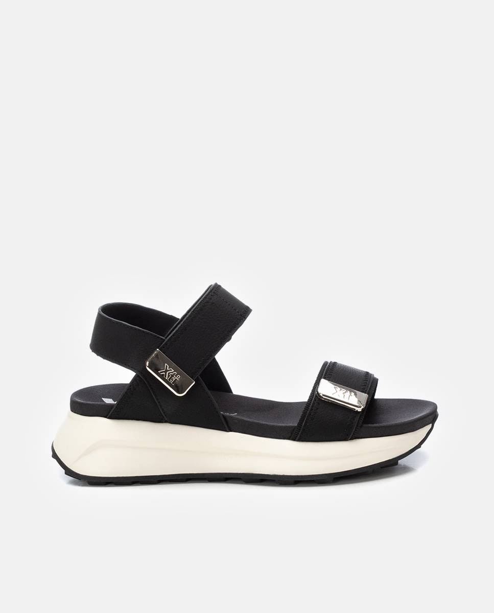 Sandalias planas de mujer con cierre ajustable - Xti - Negro Negro-1