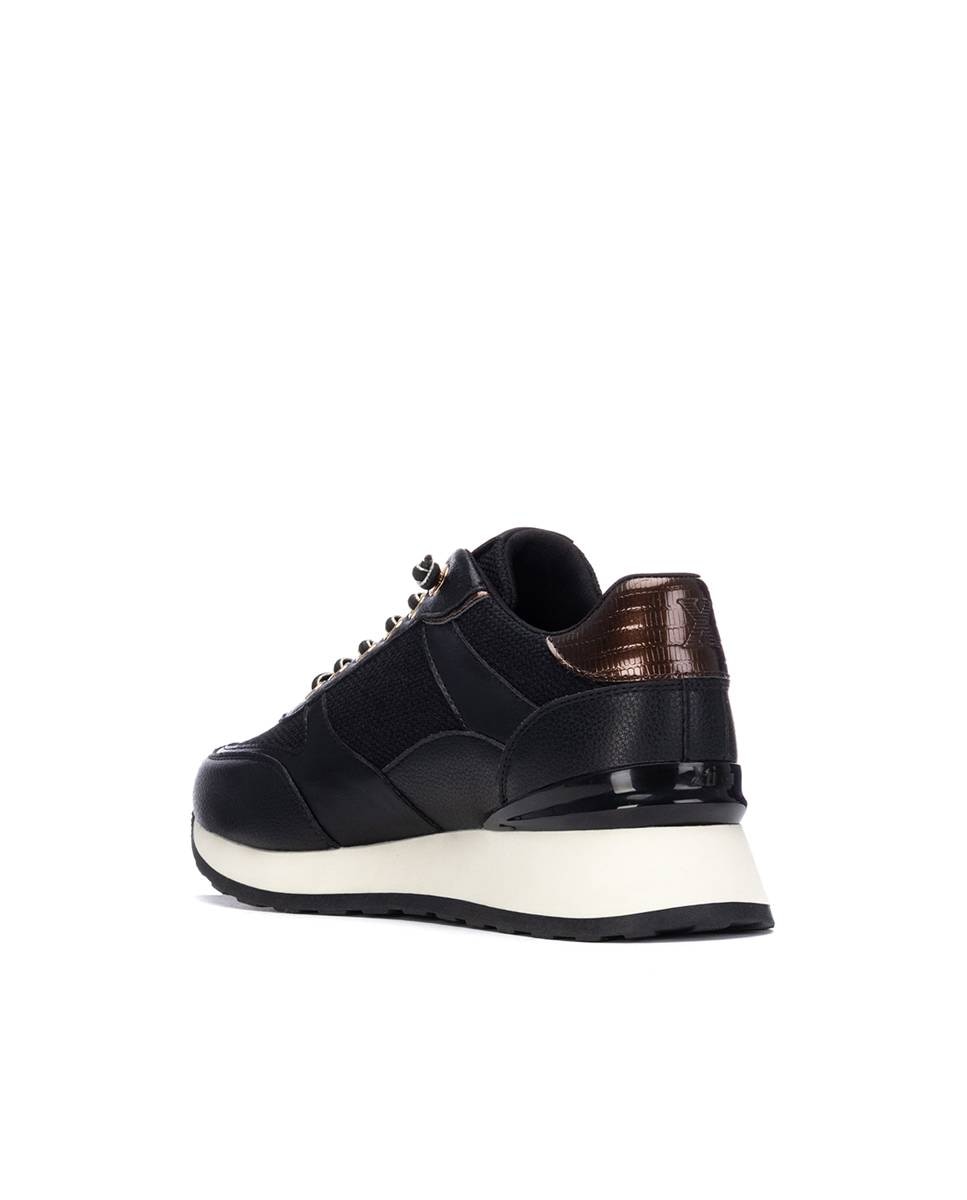 Zapatilla de mujer con cordones - Xti - Negro Negro-2
