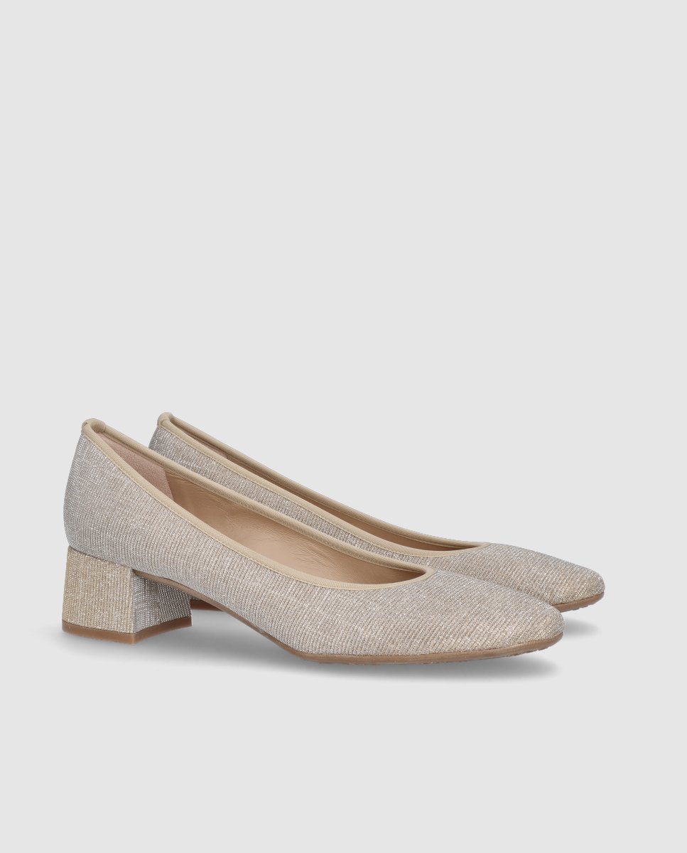 Zapatos de salón luisa de mujer en tela brillante - Mascaró - Plateado Plateado-3