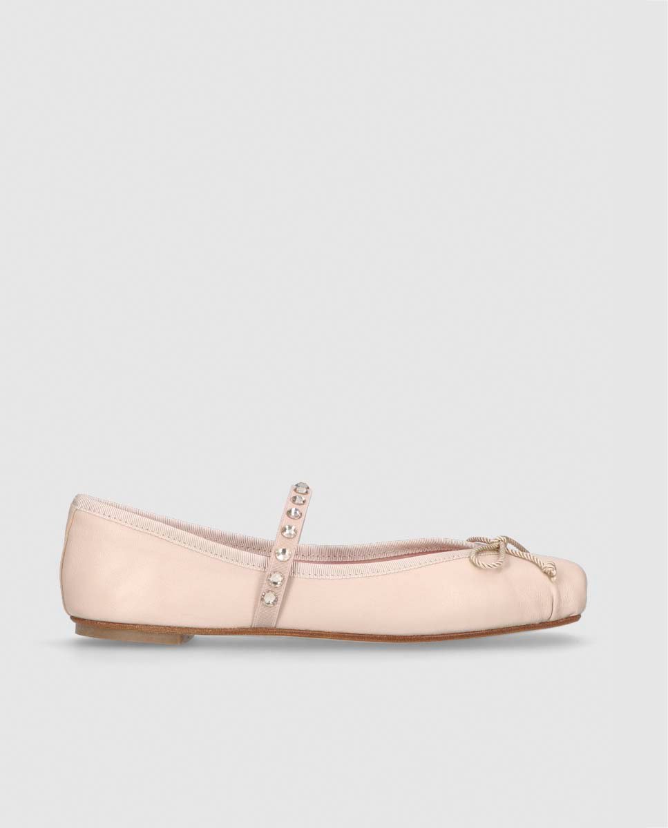 Bailarinas planas kristen de mujer en napa suave con swarovski - Pretty Ballerinas - Rosa Rosa-1